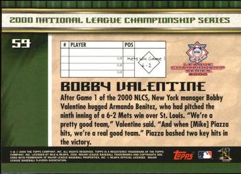 2000 Topps Subway Series #59 Bobby Valentine Back
