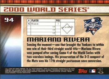 2000 Topps Subway Series #94 Mariano Rivera Back