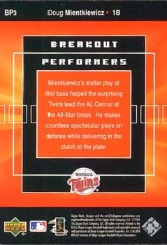2002 Upper Deck - Breakout Performers #BP3 Doug Mientkiewicz  Back