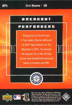 2002 Upper Deck - Breakout Performers #BP9 Bret Boone  Back