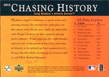 2002 Upper Deck - Chasing History #CH13 Greg Maddux  Back
