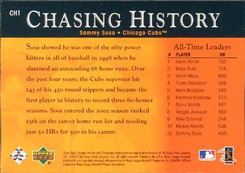 2002 Upper Deck - Chasing History #CH1 Sammy Sosa  Back
