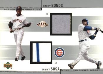 2002 Upper Deck - Combo Game-Used Memorabilia #CJ-BS Barry Bonds / Sammy Sosa  Front
