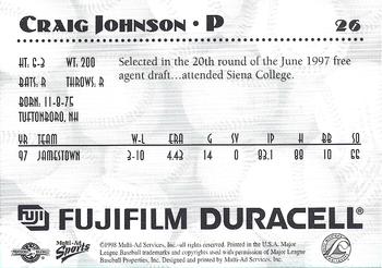 1998 Multi-Ad West Michigan Whitecaps #NNO Craig Johnson Back