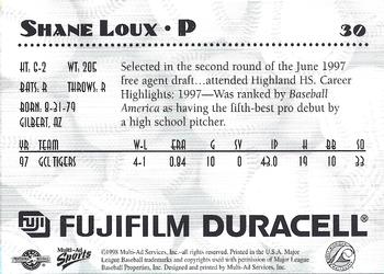 1998 Multi-Ad West Michigan Whitecaps #NNO Shane Loux Back