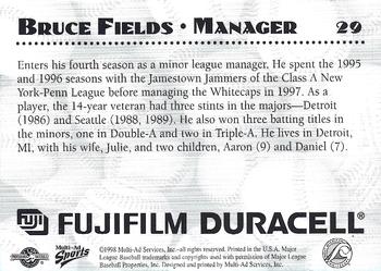 1998 Multi-Ad West Michigan Whitecaps #NNO Bruce Fields Back
