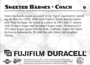 1998 Multi-Ad West Michigan Whitecaps #NNO Skeeter Barnes Back