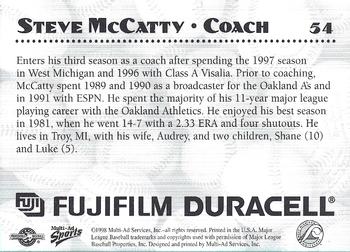 1998 Multi-Ad West Michigan Whitecaps #NNO Steve McCatty Back