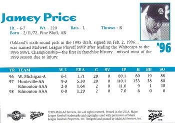 1999 Multi-Ad West Michigan Whitecaps 5th Anniversary #NNO Jamey Price Back