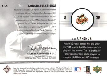 2002 Upper Deck - Game-Used Bases #B-CR Cal Ripken Jr.  Back
