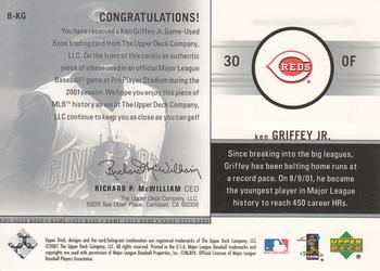 2002 Upper Deck - Game-Used Bases #B-KG Ken Griffey Jr.  Back