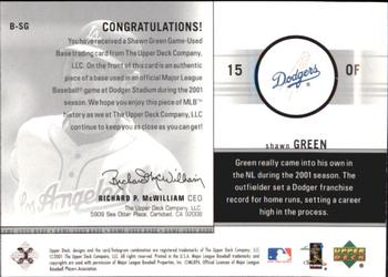 2002 Upper Deck - Game-Used Bases #B-SG Shawn Green  Back