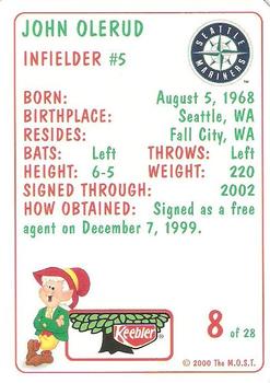 2000 Keebler Seattle Mariners #8 John Olerud Back