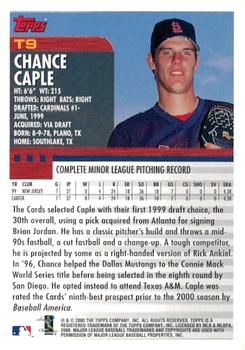 2000 Topps Traded & Rookies #T9 Chance Caple Back