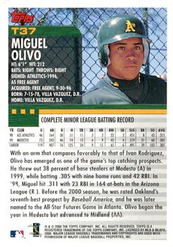2000 Topps Traded & Rookies #T37 Miguel Olivo Back