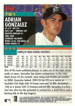 2000 Topps Traded & Rookies #T81 Adrian Gonzalez Back