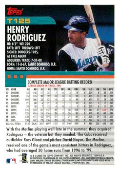 2000 Topps Traded & Rookies #T125 Henry Rodriguez Back