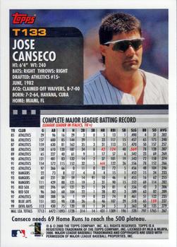 2000 Topps Traded & Rookies #T133 Jose Canseco Back