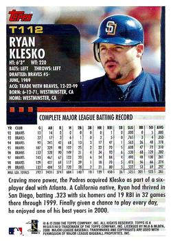 2000 Topps Traded & Rookies #T112 Ryan Klesko Back