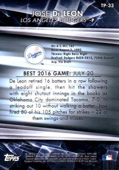 2016 Bowman's Best - Top Prospects Orange Refractor #TP-33 Jose De Leon Back