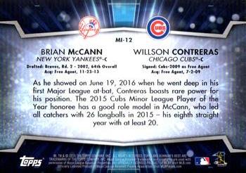 2016 Bowman's Best - Mirror Image #MI-12 Brian McCann / Willson Contreras Back