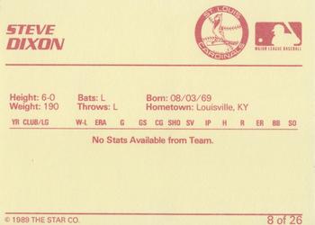 1989 Star Johnson City Cardinals - Platinum #8 Steve Dixon Back