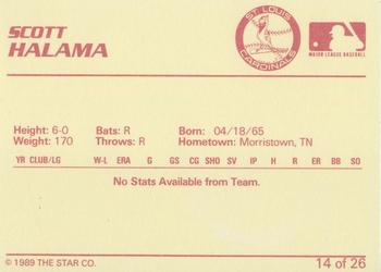 1989 Star Johnson City Cardinals - Platinum #14 Scott Halama Back