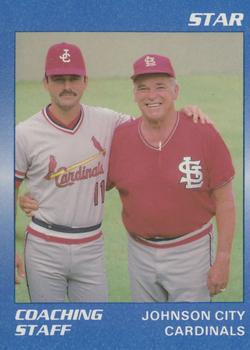 1989 Star Johnson City Cardinals - Platinum #24 Coaching Staff (Mark DeJohn / Dick Sisler) Front