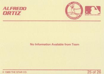 1989 Star Johnson City Cardinals - Platinum #25 Alfredo Ortiz Back