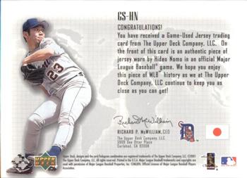 2002 Upper Deck - Global Swatches #GS-HN Hideo Nomo  Back