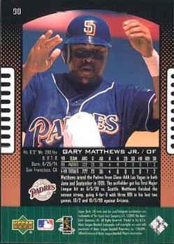 2000 UD Ionix #90 Gary Matthews Jr. Back