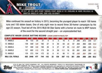 2016 Topps - 65th Anniversary #1 Mike Trout Back