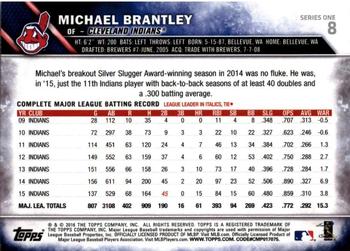 2016 Topps - 65th Anniversary #8 Michael Brantley Back