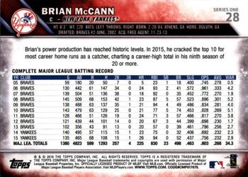 2016 Topps - 65th Anniversary #28 Brian McCann Back