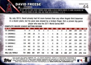 2016 Topps - 65th Anniversary #44 David Freese Back