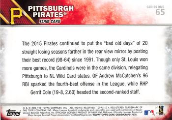 2016 Topps - 65th Anniversary #65 Pittsburgh Pirates Back