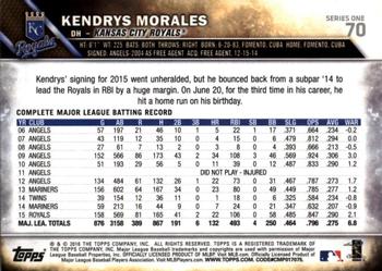 2016 Topps - 65th Anniversary #70 Kendrys Morales Back