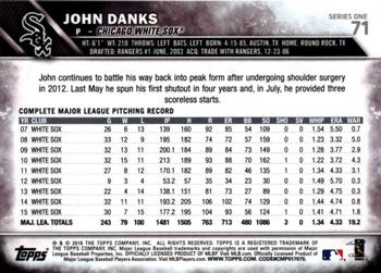 2016 Topps - 65th Anniversary #71 John Danks Back