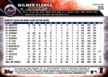 2016 Topps - 65th Anniversary #86 Wilmer Flores Back
