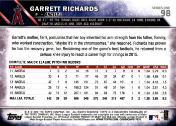 2016 Topps - 65th Anniversary #98 Garrett Richards Back