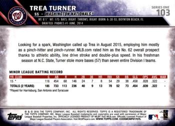 2016 Topps - 65th Anniversary #103 Trea Turner Back