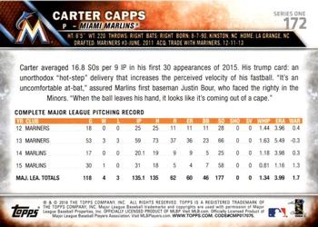 2016 Topps - 65th Anniversary #172 Carter Capps Back