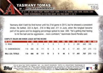 2016 Topps - 65th Anniversary #186 Yasmany Tomas Back
