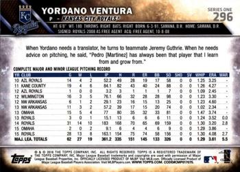 2016 Topps - 65th Anniversary #296 Yordano Ventura Back