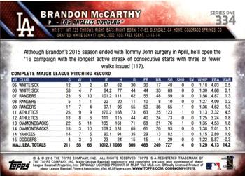 2016 Topps - 65th Anniversary #334 Brandon McCarthy Back