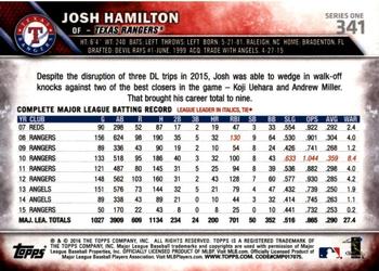 2016 Topps - 65th Anniversary #341 Josh Hamilton Back