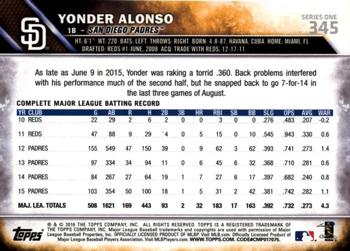 2016 Topps - 65th Anniversary #345 Yonder Alonso Back