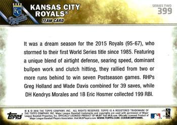 2016 Topps - 65th Anniversary #399 Kansas City Royals Back