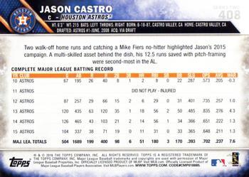 2016 Topps - 65th Anniversary #408 Jason Castro Back
