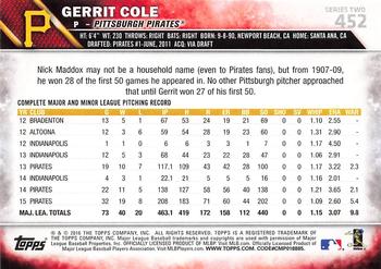 2016 Topps - 65th Anniversary #452 Gerrit Cole Back